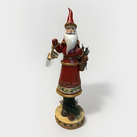 Jim Shore Style Heartwood Creek Santa Figurine Red Coat Pine Accent 2007 8.5” - Picture 1 of 4